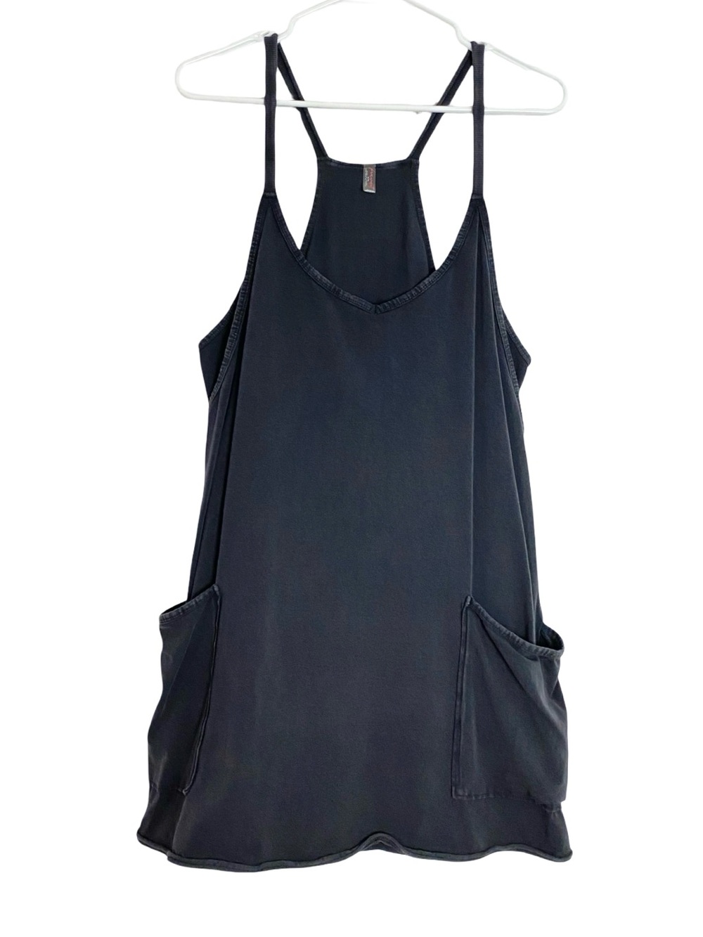 Free People Movement Dress Romper Womens Size XL Grey Black Pockets Sleeveless